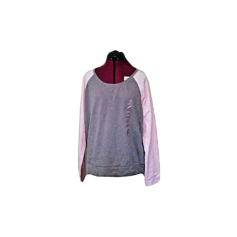 Jenni Sleep Shirt Pullover Gray Pink Women’s Size Large Pajama Top L Lounge